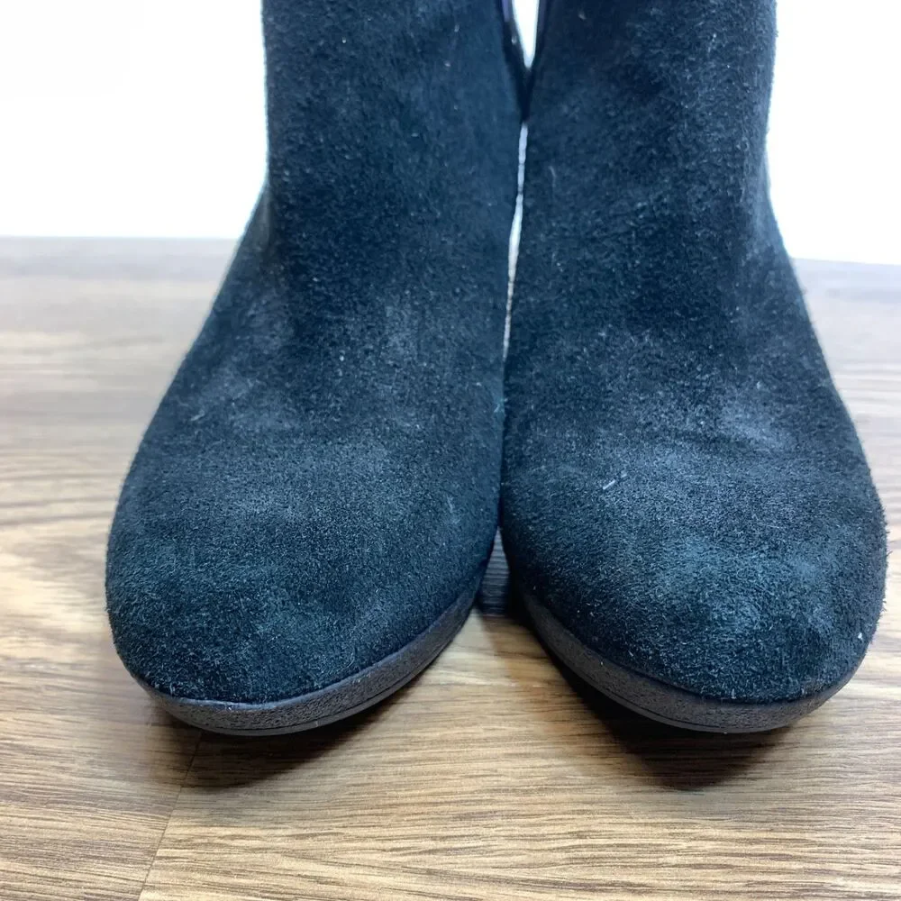 UGG Alexandra Wedge Size‎ 8.5 Black Suede Boot Heel Zipper Shoes Bootie